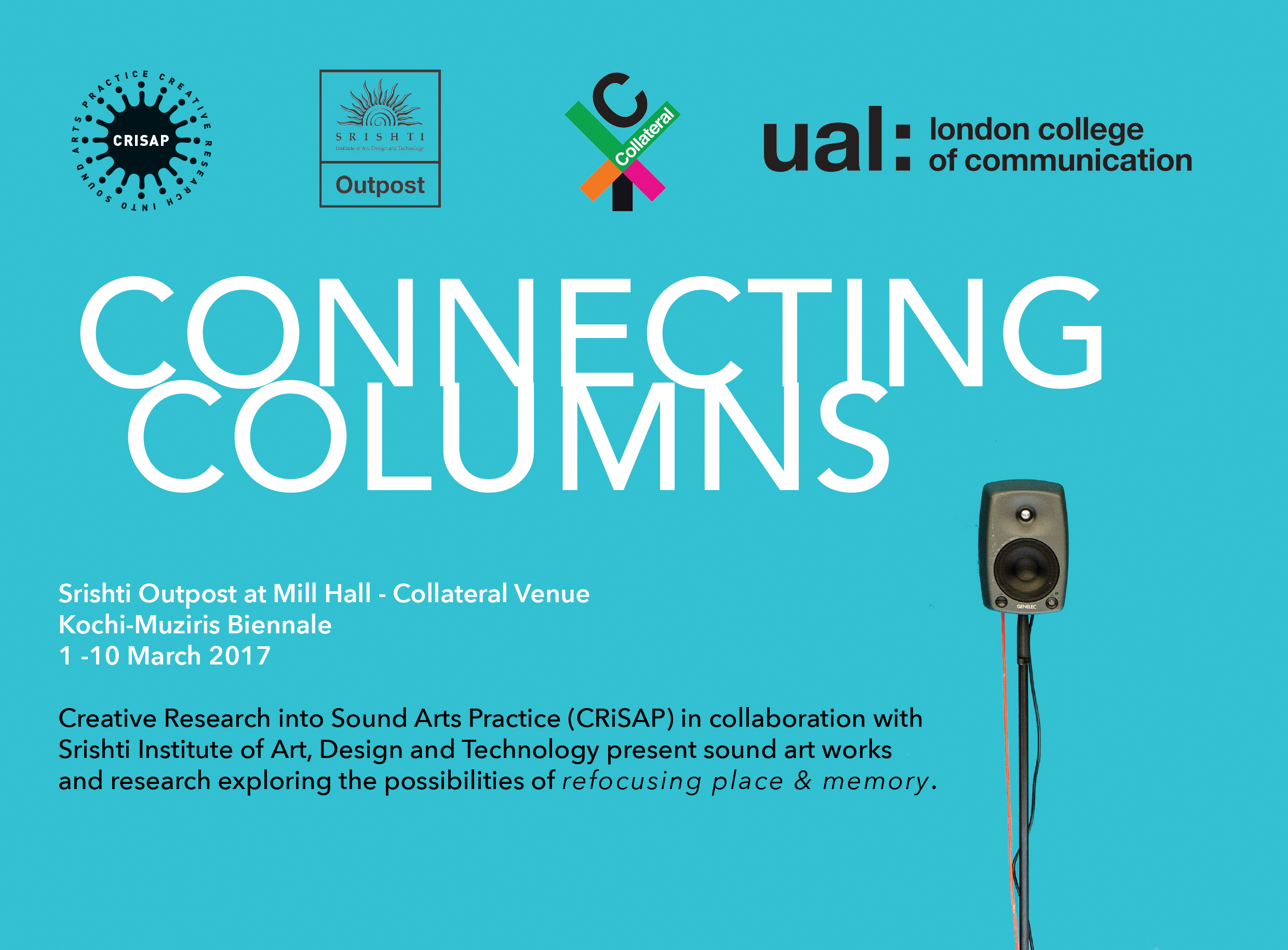 Poster "Connecting Columns" with location. logo and description