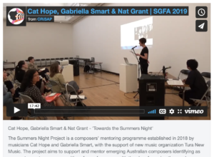 Vimeo screen shot of video 'Cat Hope, Gabriella Smart & Nat Grant - 'Towards the Summers Night'