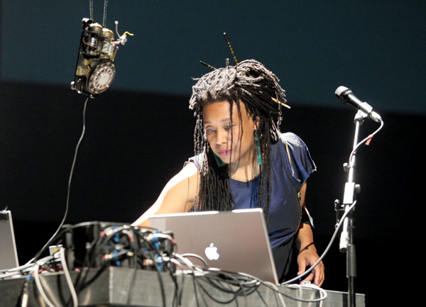 Profile image of Pamela Z performing on a laptop