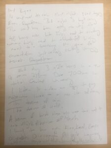 Hard to read handwritten words on white paper - see transcription via link on page